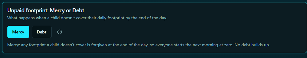The Mercy or Debt setting